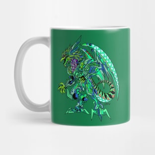 green jade mexican quetzalcoatl dragon armor mecha beast ecopop art Mug